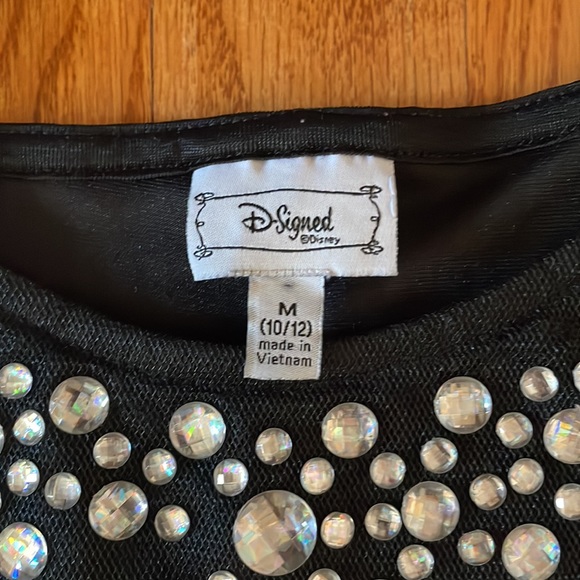 Black velvet dress with silver gems along the neckline!! Disney brand. Worn once - Picture 3 of 4